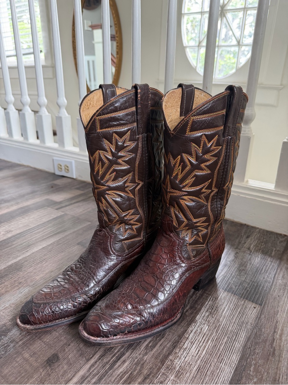 Men’s Vintage Exotic Leather Cowboy Boots Size 9.5D Brown Western